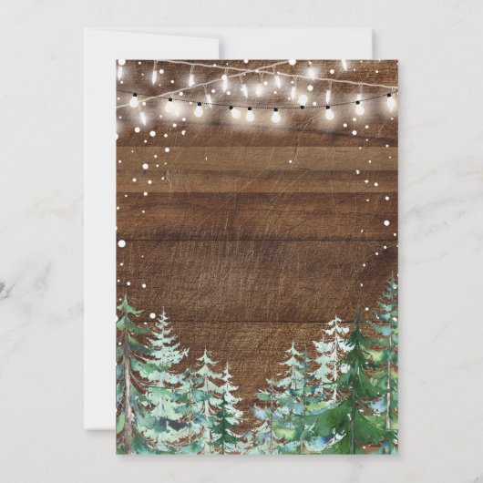 木林素朴松の木オベビー赤ちゃんシャワー 招待状 (裏面)