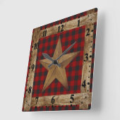 木枠と星 スクエア壁時計 (傾斜)