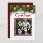 木枠フォトメリークリスマスパインブランチ シーズンカード (正面/裏面)