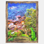 木枠ヤラパ風光明媚なパスビュー0819 フリースブランケット (正面)