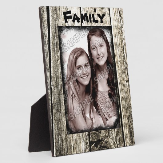 木枠素朴あなたの家族の写真と文字 フォトプラーク (側面)