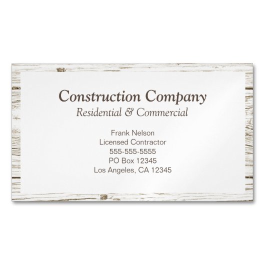 木枠素朴ホワイトミニマリスト マグネット名刺 (正面)