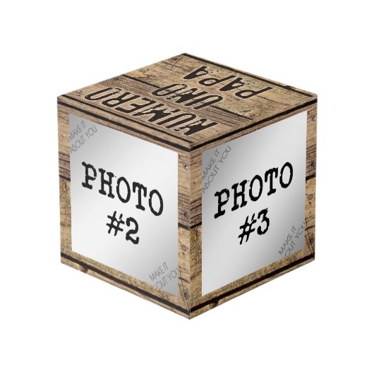木枠素朴写真のNumero Uno Papa フォトキューブ (裏面アングル)