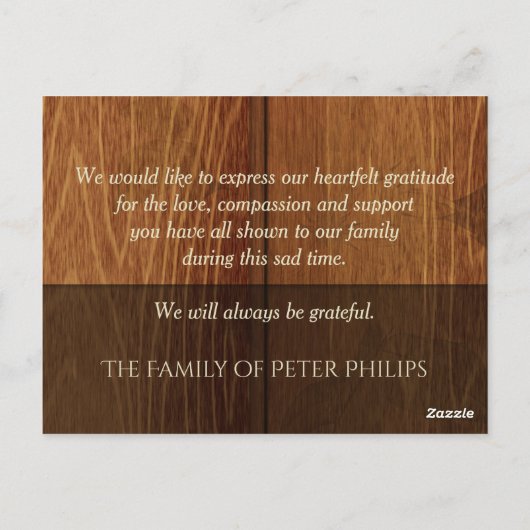 木枠素朴悔やみや弔慰ありがとうはがき2 ポストカード (裏面)