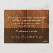 木枠素朴悔やみや弔慰ありがとうはがき ポストカード (裏面)