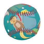 木柄のかわいいサルとバナナ 野球ボール (裏面)