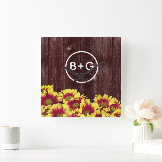 木柵の秋のひま結婚草 スクエア壁時計 (ホーム)