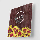 木柵の秋のひま結婚草 スクエア壁時計 (傾斜)