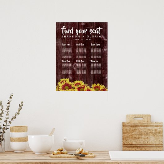 木柵素朴の秋の結婚ひまわり ポスター (キッチン)