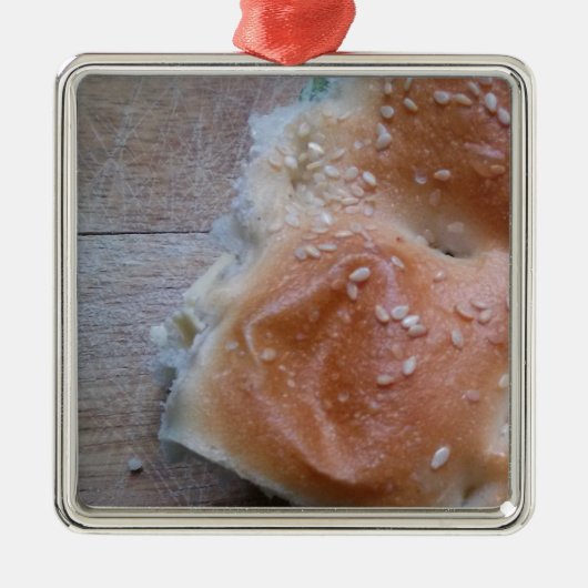 木棚の穀物パン、健康食品転が、 メタルオーナメント (正面)