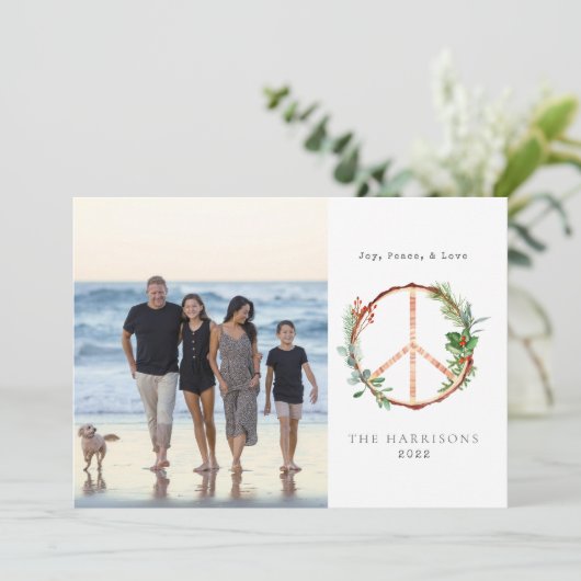 木植物平和サイン愛のクリスマスフォト シーズンカード (スタンド正面)