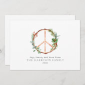 木植物平和サイン愛のクリスマス シーズンカード (正面/裏面)