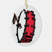 木槌のゆとりの頭部とのバスドラムの行進の赤 セラミックオーナメント (右)