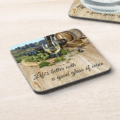 木樽とブドウのワインコースター コースター (左側)