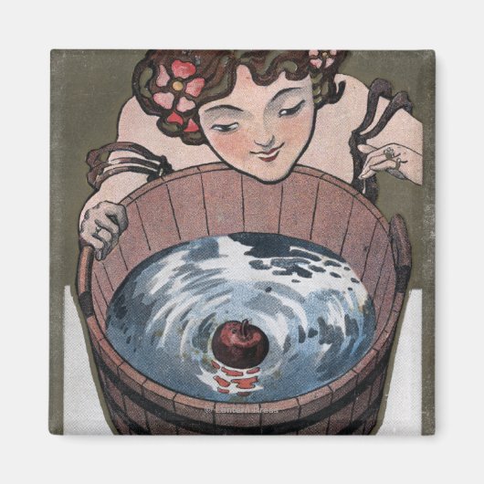 木樽を覗いている女性 マグネット (正面)