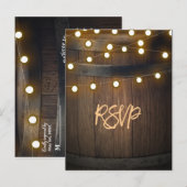 木樽彫刻ハートライト ラスティック RSVP インビテーションポストカード (正面/裏面)