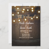 木樽彫刻ハート＆ライト ラスティック ウェディング 招待状 (正面)