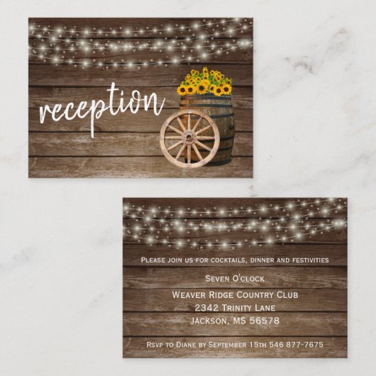 木樽素朴とヒマワリ – 披露宴 エンクロージャーカード (正面/裏面)