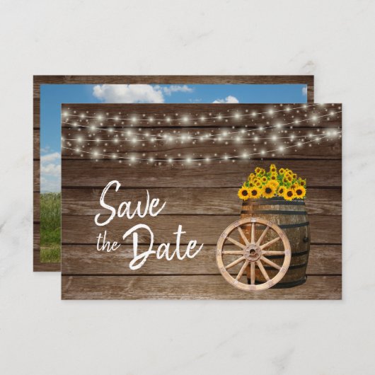 木樽素朴とヒマワリ – 日付を保存 セーブザデート (正面/裏面)