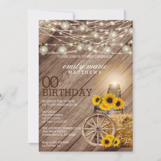 木樽素朴とヒマワリ – 00誕生日 招待状 (正面)