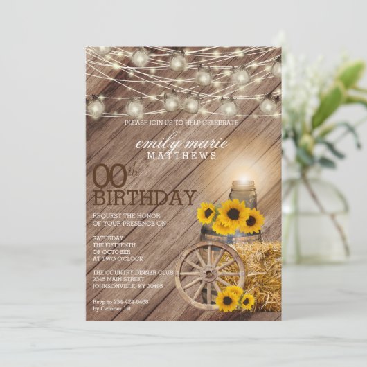 木樽素朴とヒマワリ – 00誕生日 招待状 (スタンド正面)
