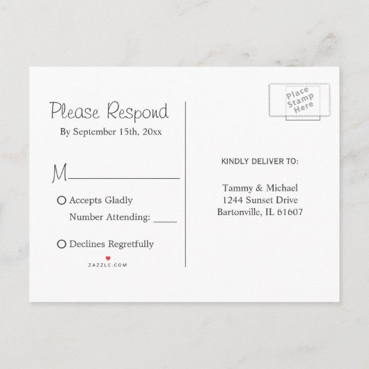 木樽素朴とヒマワリ – RSVP インビテーションポストカード (裏面)