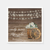 木樽素朴と田舎の白い花 スタンダードカクテルナプキン (正面)