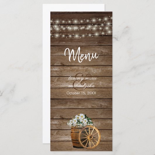 木樽素朴と田舎の白い花 メニュー (正面/裏面)