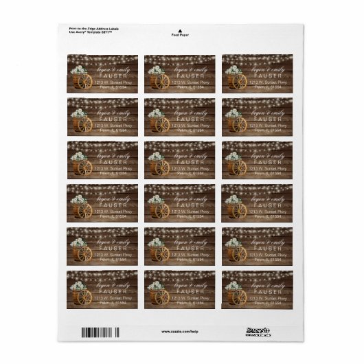 木樽素朴と田舎の白い花 ラベル (フルシート)