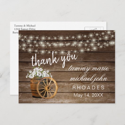 木樽素朴と白花 ポストカード (正面/裏面)