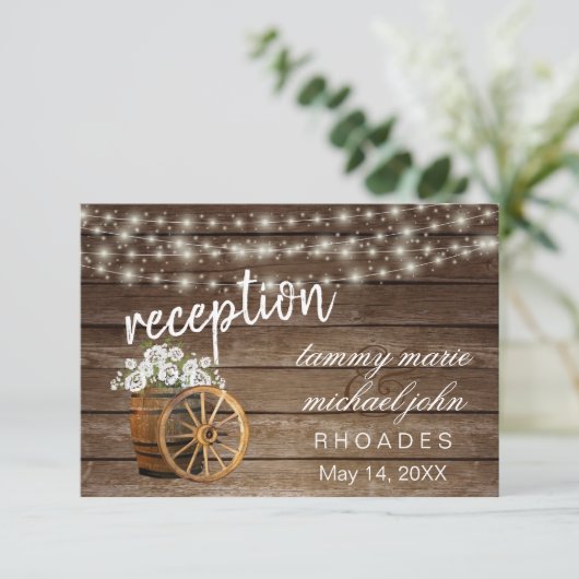 木樽素朴白い花 – 披露宴 招待状 (スタンド正面)