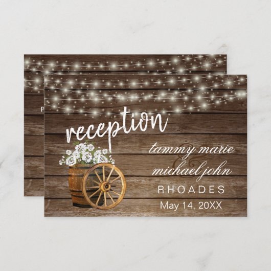 木樽素朴白い花 – 披露宴 招待状 (正面/裏面)