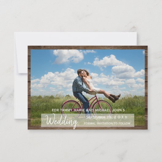 木樽素朴白い花 – 日付を保存 セーブザデート (裏面)