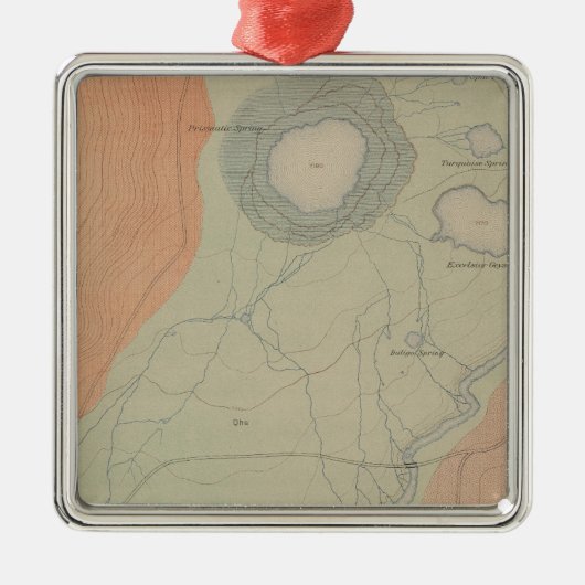 木毛の間欠泉の洗面器 メタルオーナメント (正面)