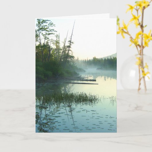 木水沼地の景色 カード (黄色い花)