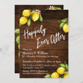 木水素朴色のレモンが楽しく後に 招待状 (正面/裏面)