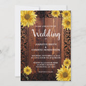 木水素朴色ひまわりヴィンフラワー結婚式 招待状 (正面)