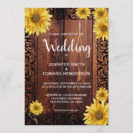 木水素朴色ひまわりヴィンフラワー結婚式 招待状