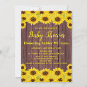 木水素朴色ひまわり可愛い赤ちゃんシャワー 招待状 (正面)