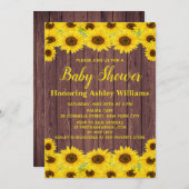 木水素朴色ひまわり可愛い赤ちゃんシャワー 招待状 (正面/裏面)
