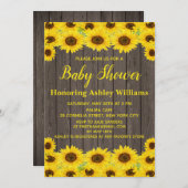木水素朴色ひまわり可愛い赤ちゃんシャワー 招待状 (正面/裏面)