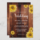 木水素朴色ひまわり国の結婚式 招待状 (正面/裏面)