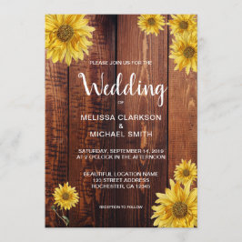 木水素朴色ひまわり国の結婚式 招待状