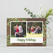 木水素朴色パイン2写真ハッピーホリデー シーズンカード (スタンド正面)