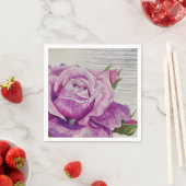 木水素朴色パープルバラ スタンダードカクテルナプキン (インサイチュ)
