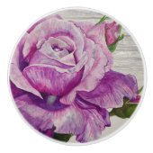 木水素朴色パープルバラ セラミックノブ (正面)