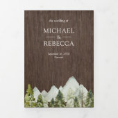 木水素朴色山松結婚木 三つ折り招待状 (カバー)