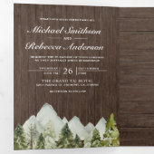 木水素朴色山松結婚木 三つ折り招待状 (内部最初)