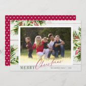 木水素朴色松フォトメリークリスマス シーズンカード (正面/裏面)