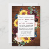 木水素朴色混合フローラフレーム結婚ズ 招待状 (正面)